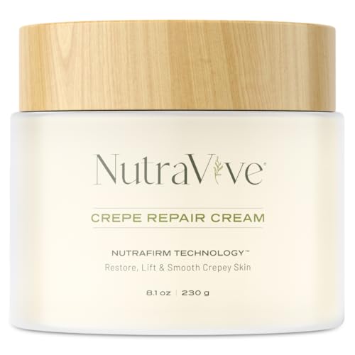 NutraVive Crepe Repair Cream ? Anti-Aging Treatment - 8.1 Oz ? Restore, Lift, Tighten & Smooth ? Collagen Boosting Body, Neck & Face - Crepey Skin Cream for Aging Skin