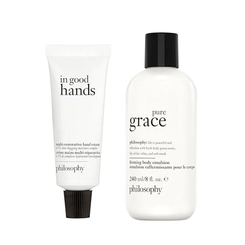 Bundle of philosophy pure grace body emulsion 8 fl oz + philosophy in good hands unscented hand cream 1 fl oz