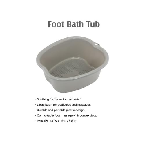 ZENVY Foot Bath Tub and Silicone Foot Scrubber Massage Mat Set for Soothing at-Home Relaxation (Foot Bath & Scrubber Mat)