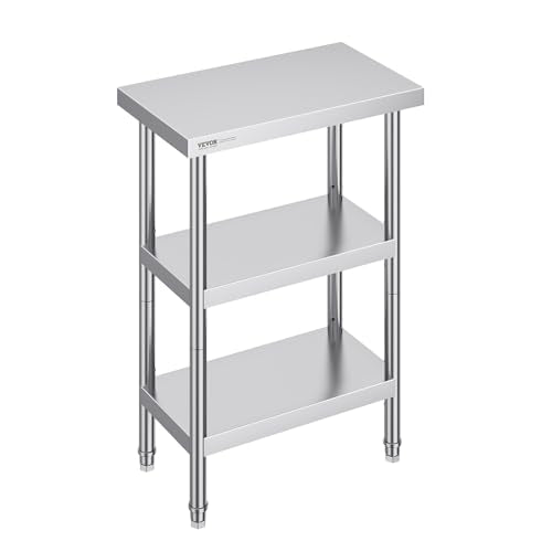 14 x 24 x 34 Inch Stainless Steel Food Prep Table - Heavy Duty Commercial Workstation