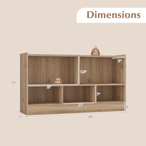 GIANTEX Natural 5-Cube Bookcase Freestanding 2-Tier Open Shelving
