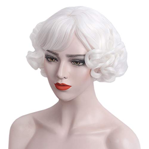 White Short Curly Heat-Resistant Synthetic Wig for Women Halloween Cosplay and Daily Use - Variation of THIS listing