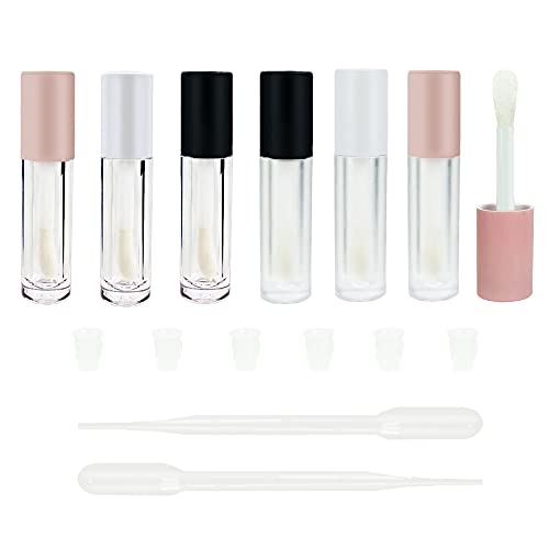 Clear Lip Gloss Tubes with Black Cap, 5ml, 24-Pack - Refillable Cosmetic Containers with Big Doe Foot Wand