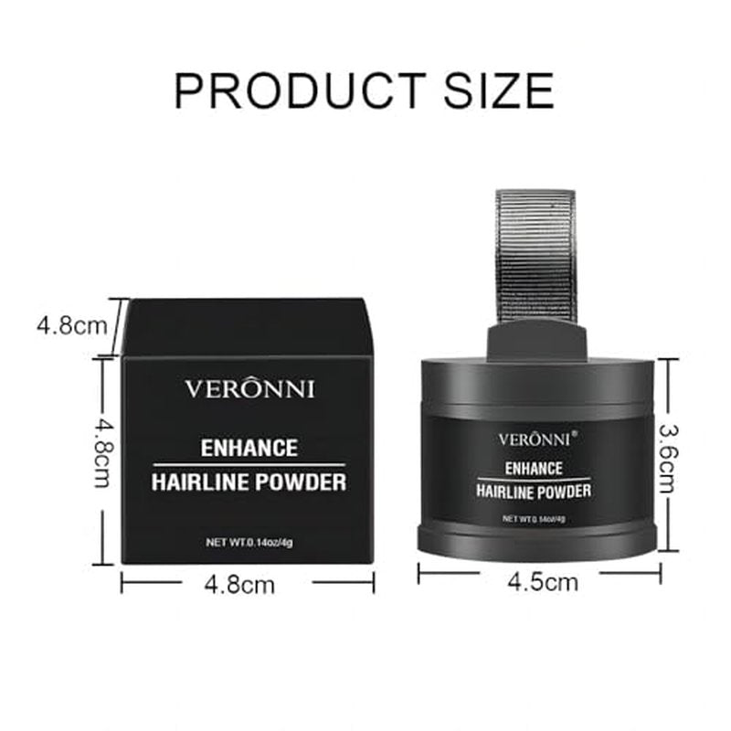 Hairline Powder Root Touch Up Hair Color, Instant Hairline Powder for Thinning Areas and Gray Hair Coverage, Natural and Non-greasy Root Cover up for Women and Men (Black, 03)
