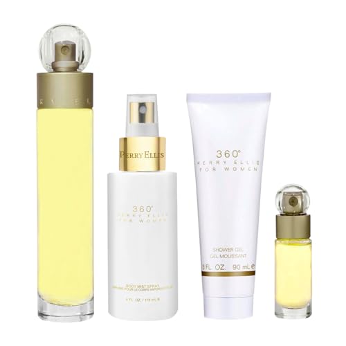 Perry Ellis 360 Women Eau de Toilette Gift Set - 3.4oz Spray, Body Mist & Shower Gel