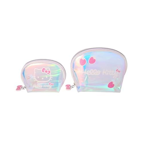 Hello Kitty Makeup Bag Set Official License, Large and Small Clear Cosmetic Travel Bags, Cute Make Up Bags, Sanrio Gifts