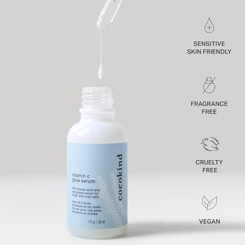 Vitamin C Glow Serum by Cocokind, Brighten Dullness and Improve Skin Tone and Texture, Hydrating Face Serum Formulated for Sensitive Skin, Cruelty Free, Fragrance Free, Vegan, 1 Fl Oz, 3 Pack