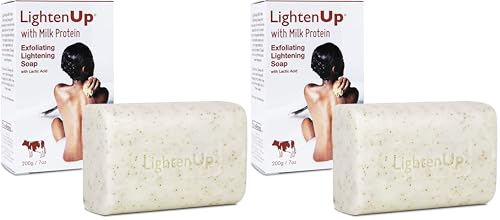 OMIC Lighten-Up Lactic Acid Exfoliating Soap 7 oz Pack of 2 Brightening Body Bar for Knees & Armpits