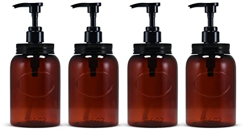 Bottiful Home Amber 24 oz Wide Mouth Plastic Dispenser Bottles Set of 4