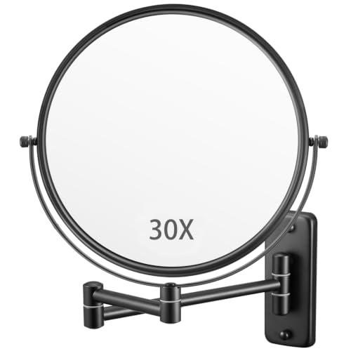 Wall Mounted Makeup Mirror 8 Inch with 30X Magnification & 360° Rotation