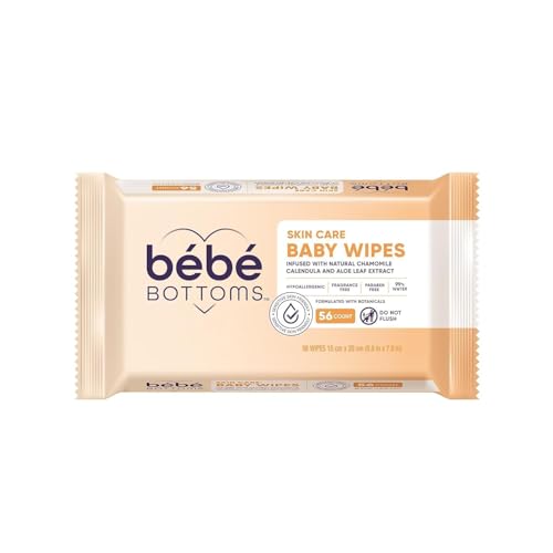 B?b? Bottoms Hypoallergenic Facial Cloth and Baby Wipes - Fragrance & Paraben Free, Sensitive Skin Friendly - Travel Essentials, Baby Essentials - Ideal for On-the-Go Families (224 Count)