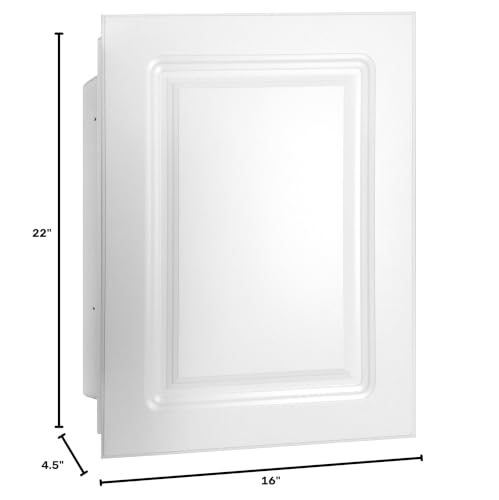 White Recessed Medicine Cabinet - 16 x 22 Inch Wall Mount Bathroom Storage with Adjustable Shelves