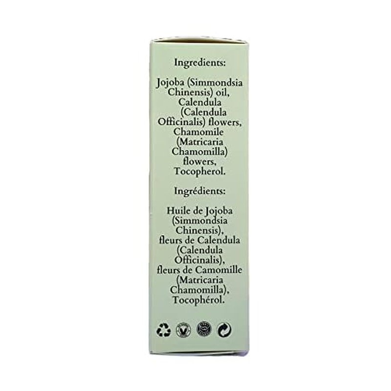 FLORA Organic Calendula & Chamomile Flowers Double Infused in Golden Jojoba Oil. 100% Plant Based & Unscented. 1.7fl oz. Gentle Soothing Oil for Sensitive Skin - for Face, Body, Hair - Made in Canada