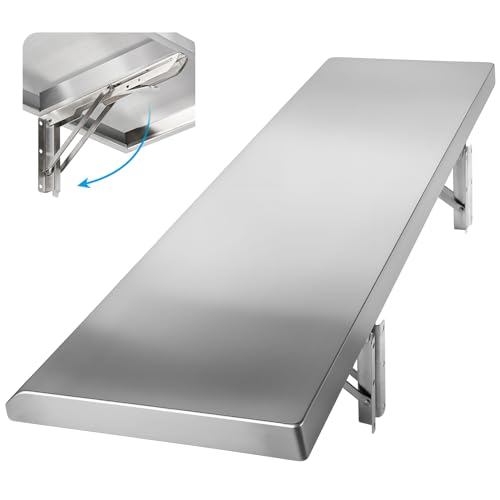 48x12-Inch Folding Concession Shelf Stainless Steel Wall Mount Kitchen Garage