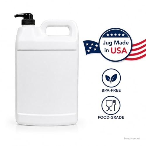 2 Pack 1 Gallon Refillable Pump Dispenser Bottles - HDPE Jugs for Soap, Shampoo, Sanitizer, and More - Made in USA