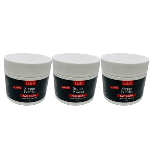 G.B.S Styptic Powder with Sealed Top & Scoop - Quick Bleeding Stop for Minor Cuts & Nosebleeds (3) - 5oz