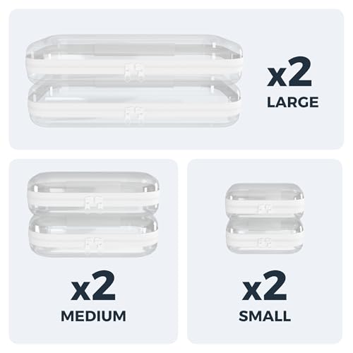 Extra Durable Mini Clear Hard Shell Zipper Case 6 Pack, 2x 12" Large, 2x 8" Medium, 2x 5" Small, Clear Travel Makeup Case, Hard Plastic Toiletry & Cosmetic Bag, Zippered Make Up Organizer Pouch