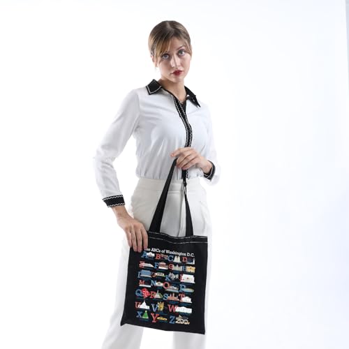 MNIGIU Washington DC Alphabets Tote Bag Washington DC Souvenir Gift Washington DC Welcome Bag