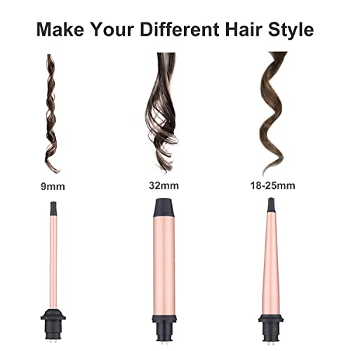 Small 3-in-1 Ceramic Curling Wand Set with 0.35