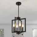 4-Light Black Adjustable Dining Room Chandelier - Modern Industrial Pendant Light Fixture with Height Adjustment