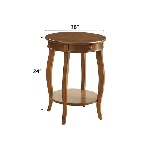 Cherry Accent Side Table with Drawer & Shelf - 18" Walnut End Table