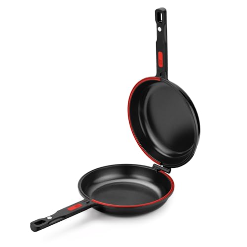 8-Inch Dual Skillet Pan for Omelets & Frittatas - Cast Aluminum, Non-Stick, Reversible