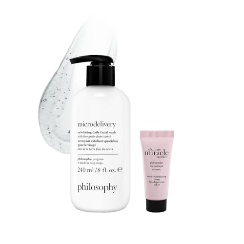Philosophy Microdelivery Exfoliating Facial Wash 8.24 Fl Oz – Gentle Daily Cleanser with Fine Grain Desert Earth & Amino Acids