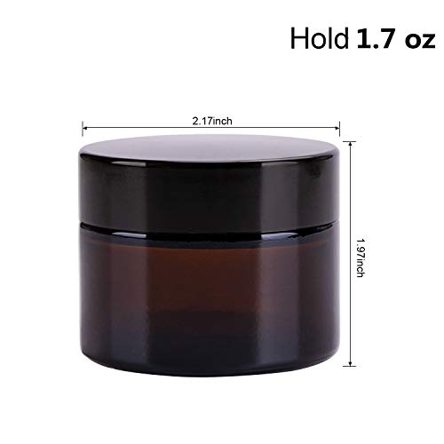 48ml Amber Glass Cosmetic Jars with Lids - 2 oz Pack of 40