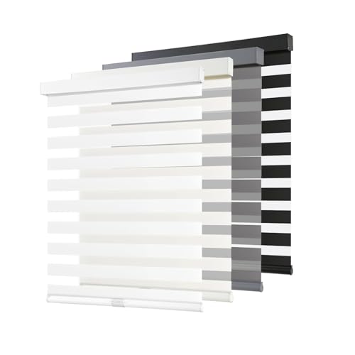 AOSKY Cordless Zebra Blinds for Indoor Windows 59x72 White - Light Control & Privacy