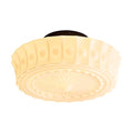 White Milk Glass Schoolhouse Ceiling Light - 14 Inch Mid-Century Flush Mount Fixture