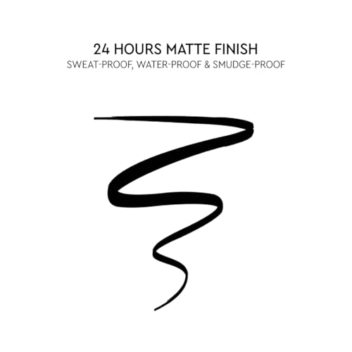 Waterproof Matte Black Eyeliner Pen - Smudge-Proof, 24-Hour, Vegan, Precise Tip