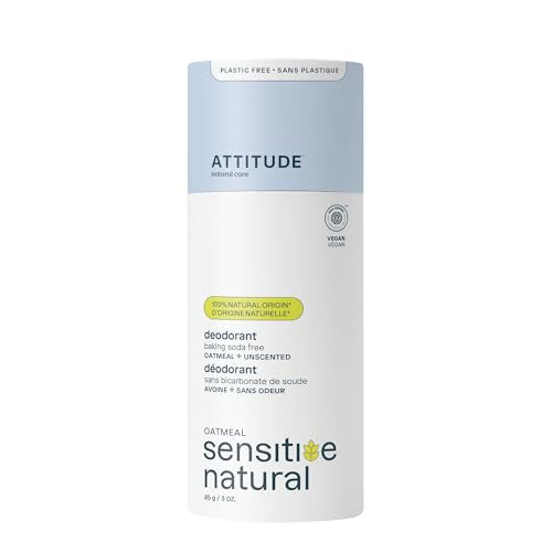 BIO SPECTRA ATTITUDE Unscented Baking Soda Free Deodorant for Sensitive Skin - 3 Ounces, Pack of 1