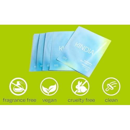 KINDIA Aura Bounce Pack - 5 Biodegradable Korean Sheet Masks, Tea Tree, Bakuchiol, Ginseng, Peony, Hydrating, Repairing, Ayurvedic Enriched - Rejuvenating Skincare Routine