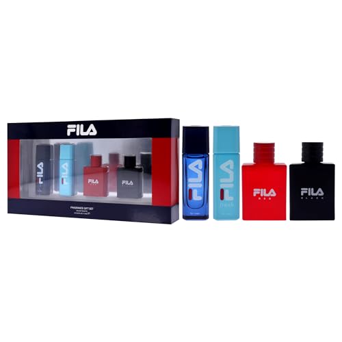 FILA Men's Cologne Gift Set - Long Lasting Refreshing Fragrance, Trendy Portable Bottle, 4 Pieces