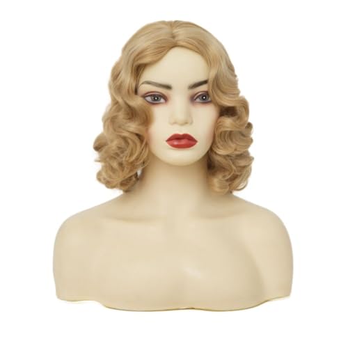 Blonde Finger Wave Wig for Women 1920s Vintage Style Synthetic Hair - Side Part