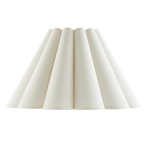 Cream Linen Empire Box Pleated Lamp Shade - 6" Top x 16" Bottom x 10" Slant, Spider Fitter, Large