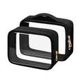 Clear Makeup Bag TSA Approved Toiletry Bag Waterproof Cosmetic Bag for Women Black 2Pcs