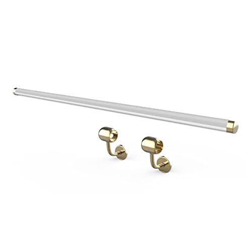 Gold 4FT Acrylic Curtain Rod Set for 48-Inch Windows - Clear Drapery Rod with Brackets