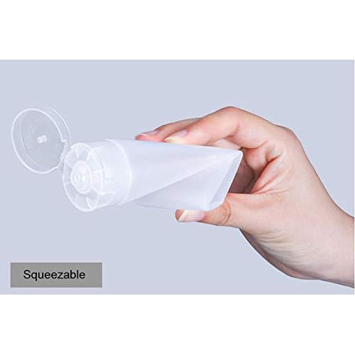 24PCS 100ml/3.4oz Empty Refillable Clear Plastic Squeeze Soft Tubes with Flip Cover Lotion Bottle Travel Sample Packing Cosmetic Makeup Container Storage Vials Jars for Facial Cleaner Toiletries