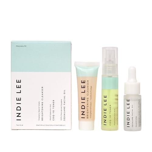 Indie Lee Discovery Skincare Set - Brightening Cleanser, CoQ-10 Toner & Squalane Oil - Travel 3-Piece Multicolor