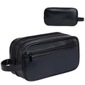 Mens travel toiletry bag Gift For Men, PU Leather Cosmetic Bag Water Resistant Dopp Kit Shaving Pouch Bathroom Toiletries Organizer(Black)