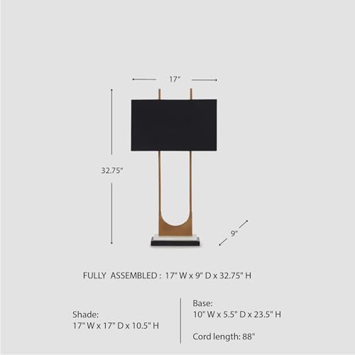 Signature Design by Ashley Modern Tall Marble Table Lamp - Black Brass Finish