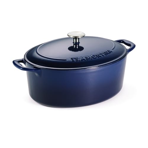 Enameled Cast Iron Dutch Oven 7 Qt Oval with Lid - Blue Variation