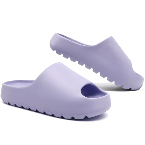 Jaeynow Cloud Slides for Women Men - EVA Recovery Open Toe Shower & Indoor Outdoor Sandals, Light Purple, Size 11-12 Women / 10-11 Men
