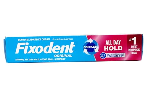 Denture Adhesive Cream All Day Hold - Fixodent, 2.4 oz Pack of 4