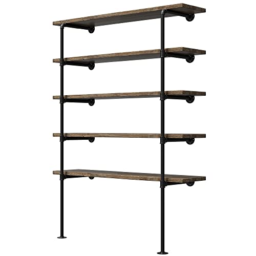 Industrial Pipe Wall Shelf 14-inch Deep 2-Pack - DIY Open Bookshelf & Home Organizer