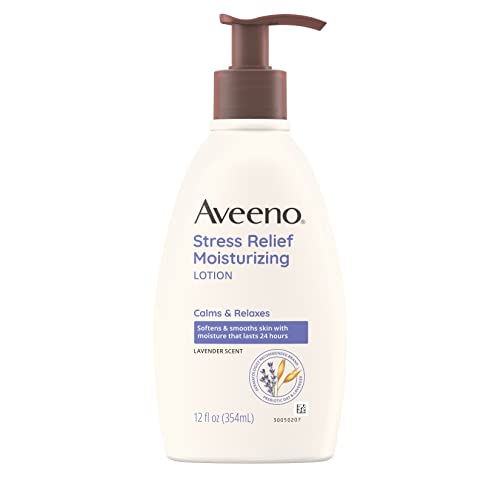 Aveeno Daily Stress Relief Lavender Body Lotion and Fragrance-Free Body Wash Bundle for Sensitive Skin, 12 fl oz and 33 fl oz
