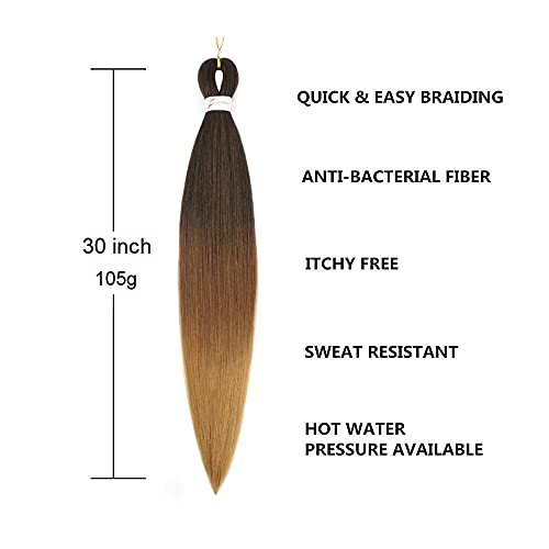 Pre Stretched Ombre Braiding Hair Extensions 30 Inch - Brown 8 Packs - Easy Crochet & Twist Synthetic Hair - MIYPMUNS Variation 30 Inch-8Pcs / 1B-30-27