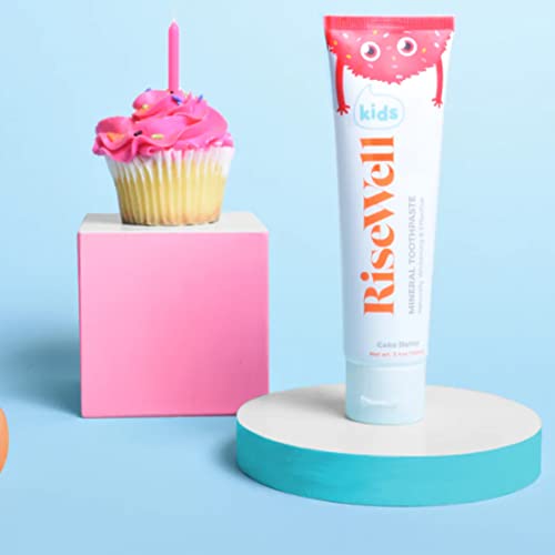 RiseWell Kids Hydroxyapatite Toothpaste - Fluoride-Free, Cake Batter Flavor, Safe to Swallow, Natural Remineralizing Oral Care