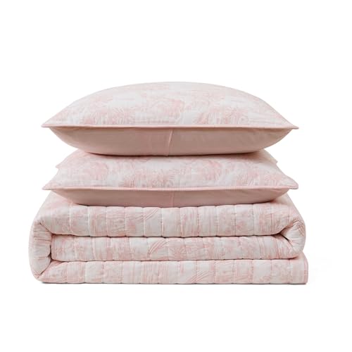Queen Lightweight Cotton Quilt Set - Tropical Inspired Bedding with Shams